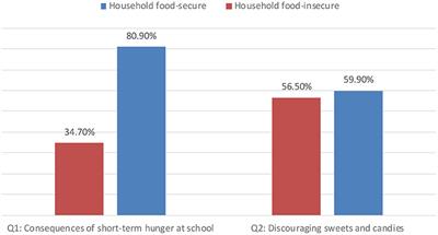 Association of Household Food Insecurity With Dietary Intakes and Nutrition-Related Knowledge, Attitudes, and Practices Among School-Aged Children in Gaza Strip, Palestine